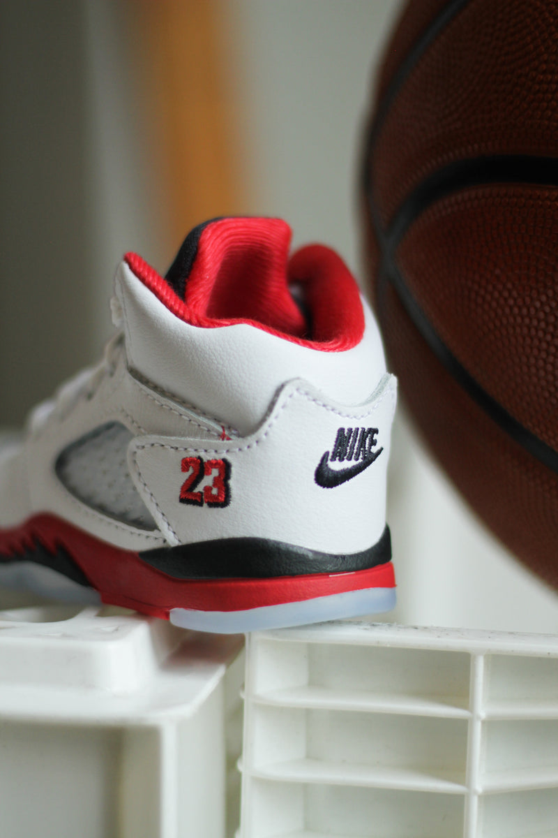 JORDAN 5 RETRO (TD) "WHITE/FIRE RED-BLACK"