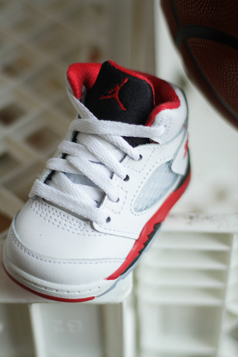 JORDAN 5 RETRO (TD) "WHITE/FIRE RED-BLACK"