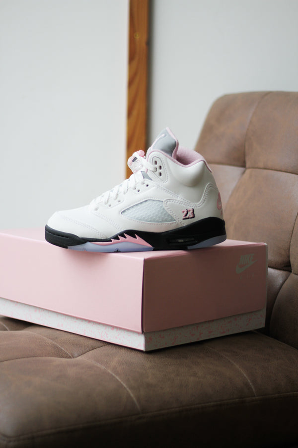 AIR JORDAN 5 RETRO (GS) "WHITE/MED SOFT PINK-BLACK"