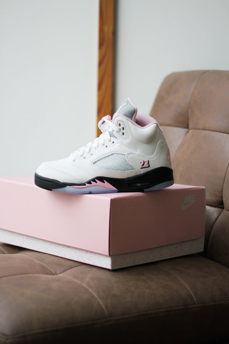 AIR JORDAN 5 RETRO (GS) "WHITE/MED SOFT PINK-BLACK"