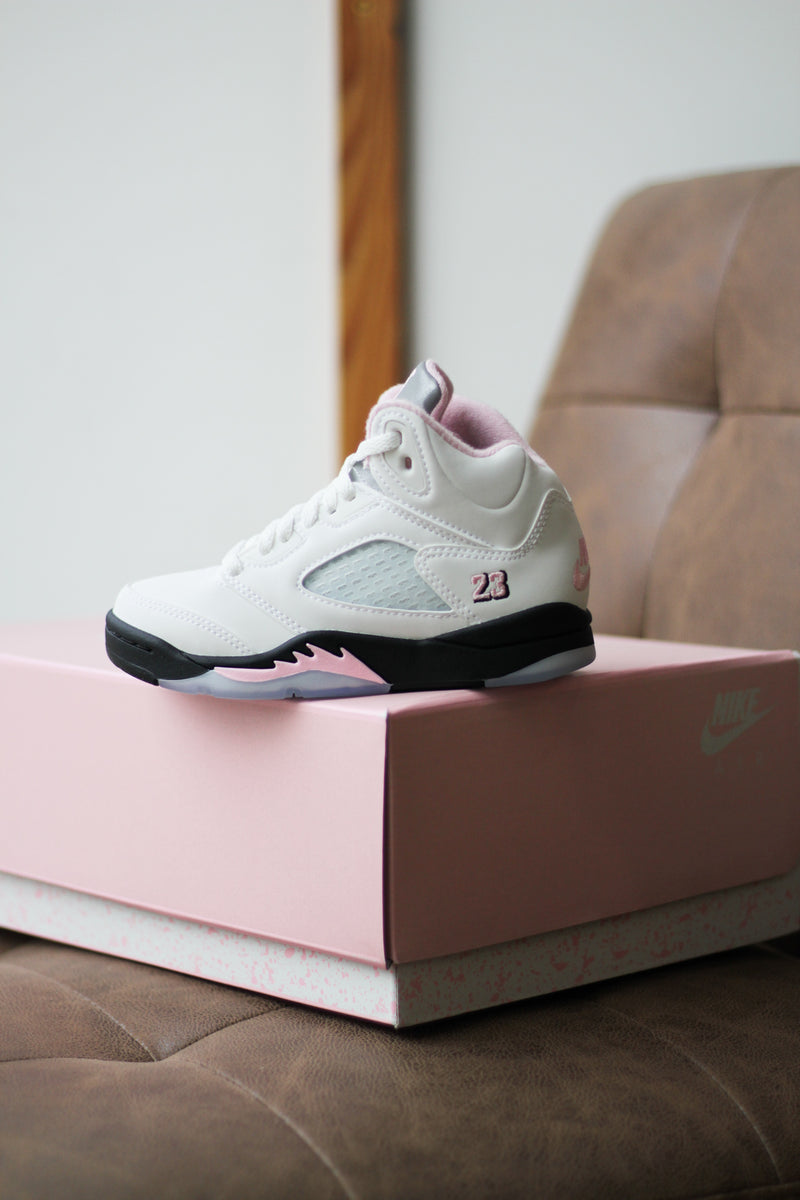 JORDAN 5 RETRO OG (PS) "WHITE/MED SOFT PINK-BLACK"