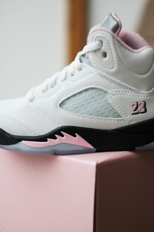 JORDAN 5 RETRO OG (PS) "WHITE/MED SOFT PINK-BLACK"