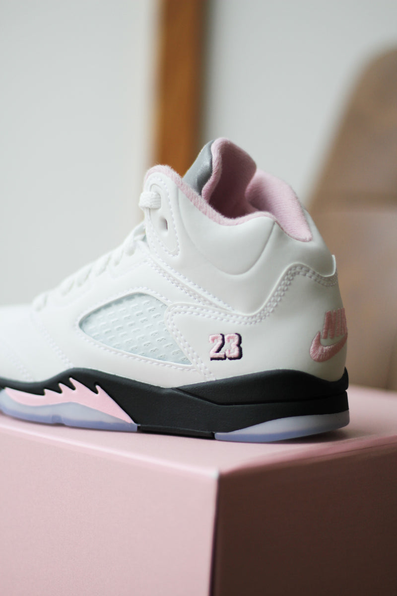 JORDAN 5 RETRO OG (PS) "WHITE/MED SOFT PINK-BLACK"
