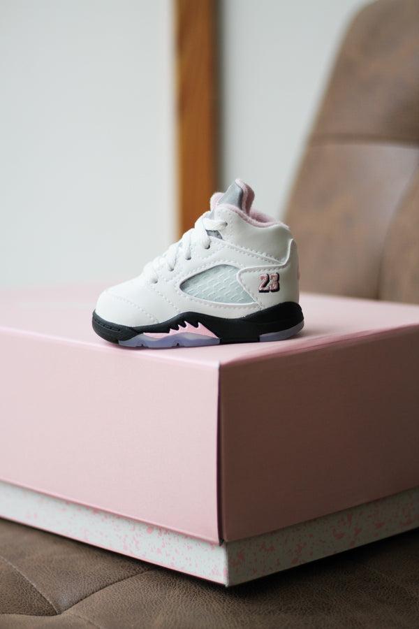JORDAN 5 RETRO (TD) "WHITE/MED SOFT PINK-BLACK"
