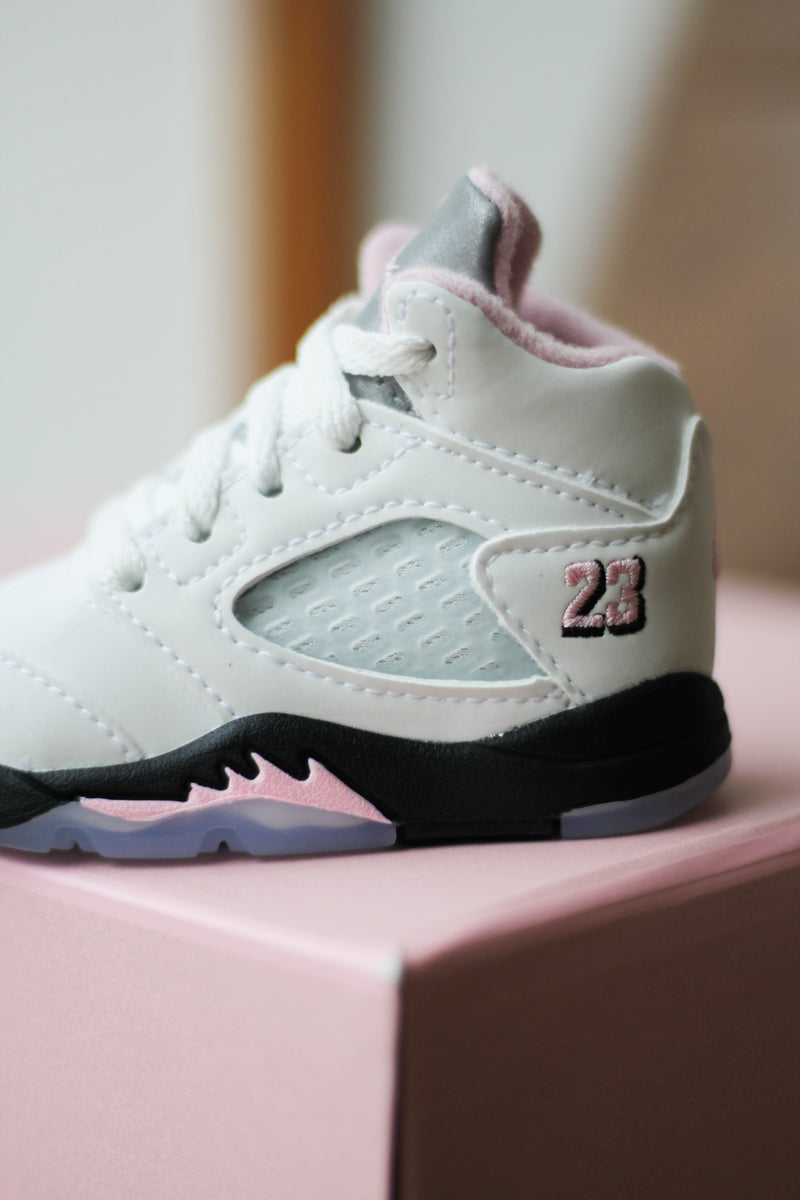 JORDAN 5 RETRO (TD) "WHITE/MED SOFT PINK-BLACK"