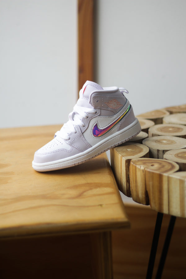 JORDAN 1 MID SE (PS) "BARELY GRAPE/ATOMIC PINK-WHITE"