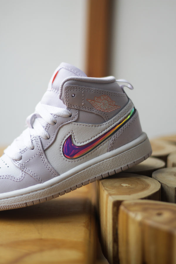 JORDAN 1 MID SE (PS) "BARELY GRAPE/ATOMIC PINK-WHITE"