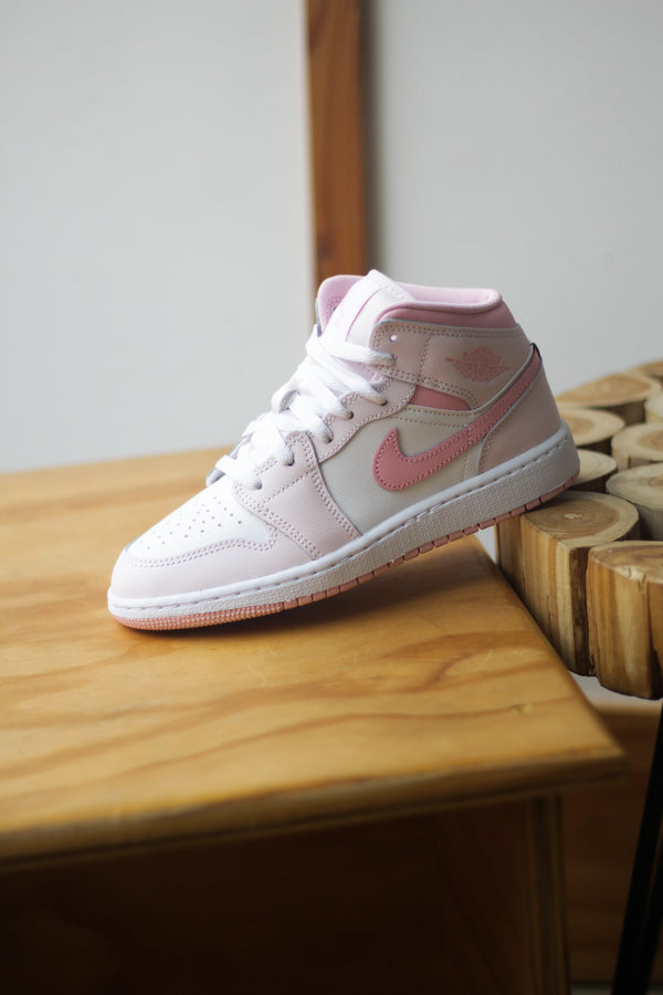 AIR JORDAN 1 MID (GS) "PEARL PINK/MED SOFT PINK-WHITE"