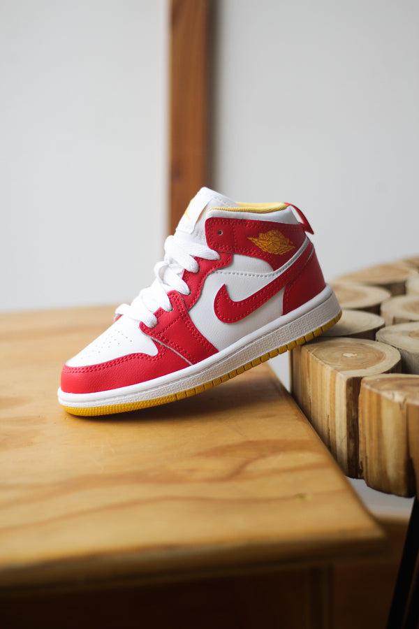 JORDAN 1 MID (PS) "SPEED RED/WHITE-GOLD"
