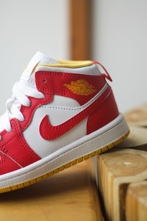 JORDAN 1 MID (PS) "SPEED RED/WHITE-GOLD"