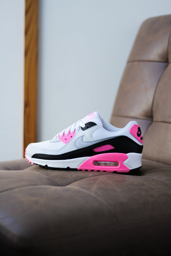 W NIKE AIR MAX 90 "WHITE/WOLF GREY-PINK GLOW-BLACK"