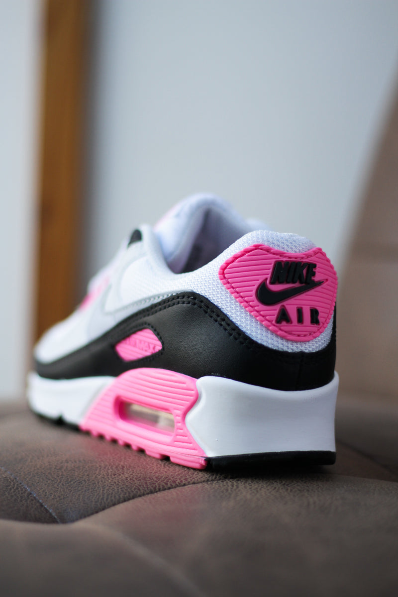 W NIKE AIR MAX 90 "WHITE/WOLF GREY-PINK GLOW-BLACK"