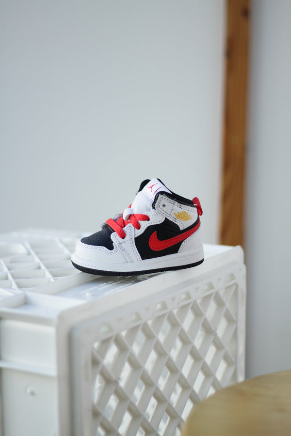 JORDAN 1 MID BT (TD) "BLACK/WHITE-SPEED RED"