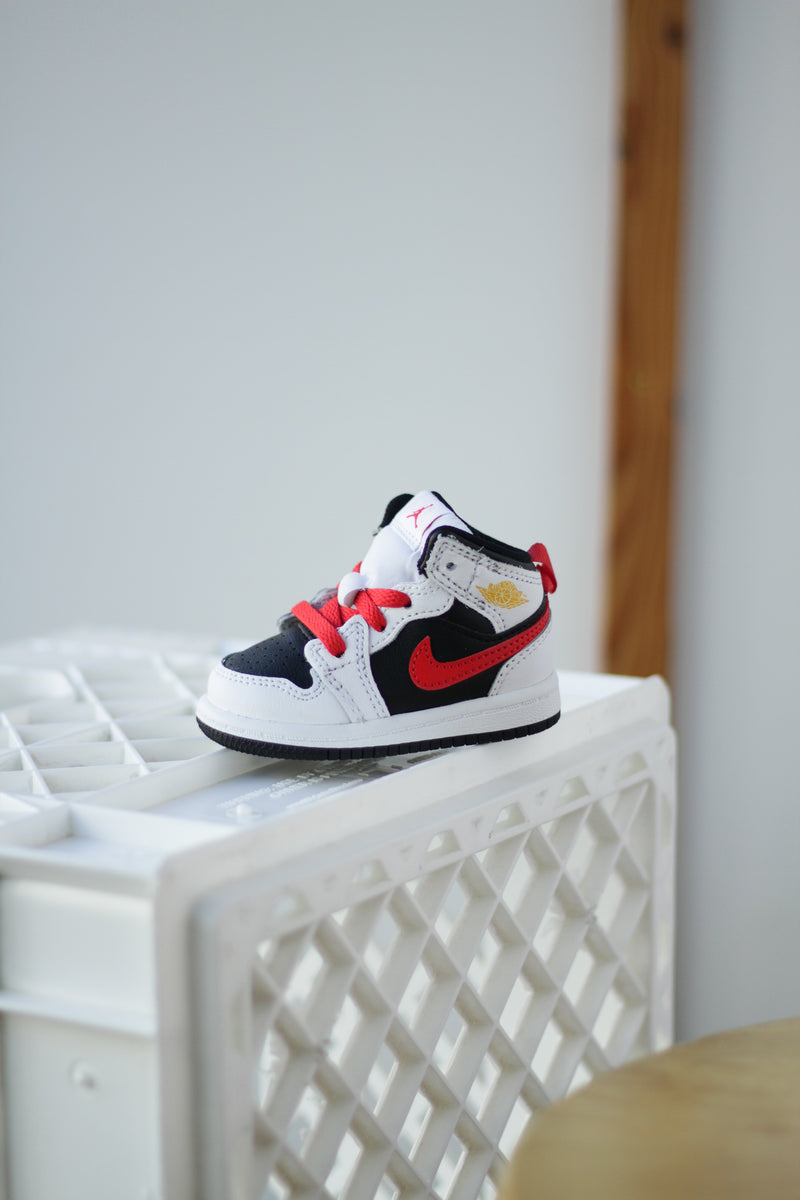 JORDAN 1 MID BT (TD) "BLACK/WHITE-SPEED RED"