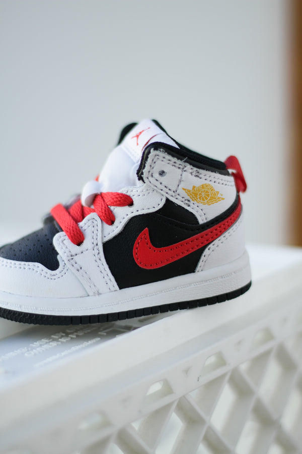 JORDAN 1 MID BT (TD) "BLACK/WHITE-SPEED RED"