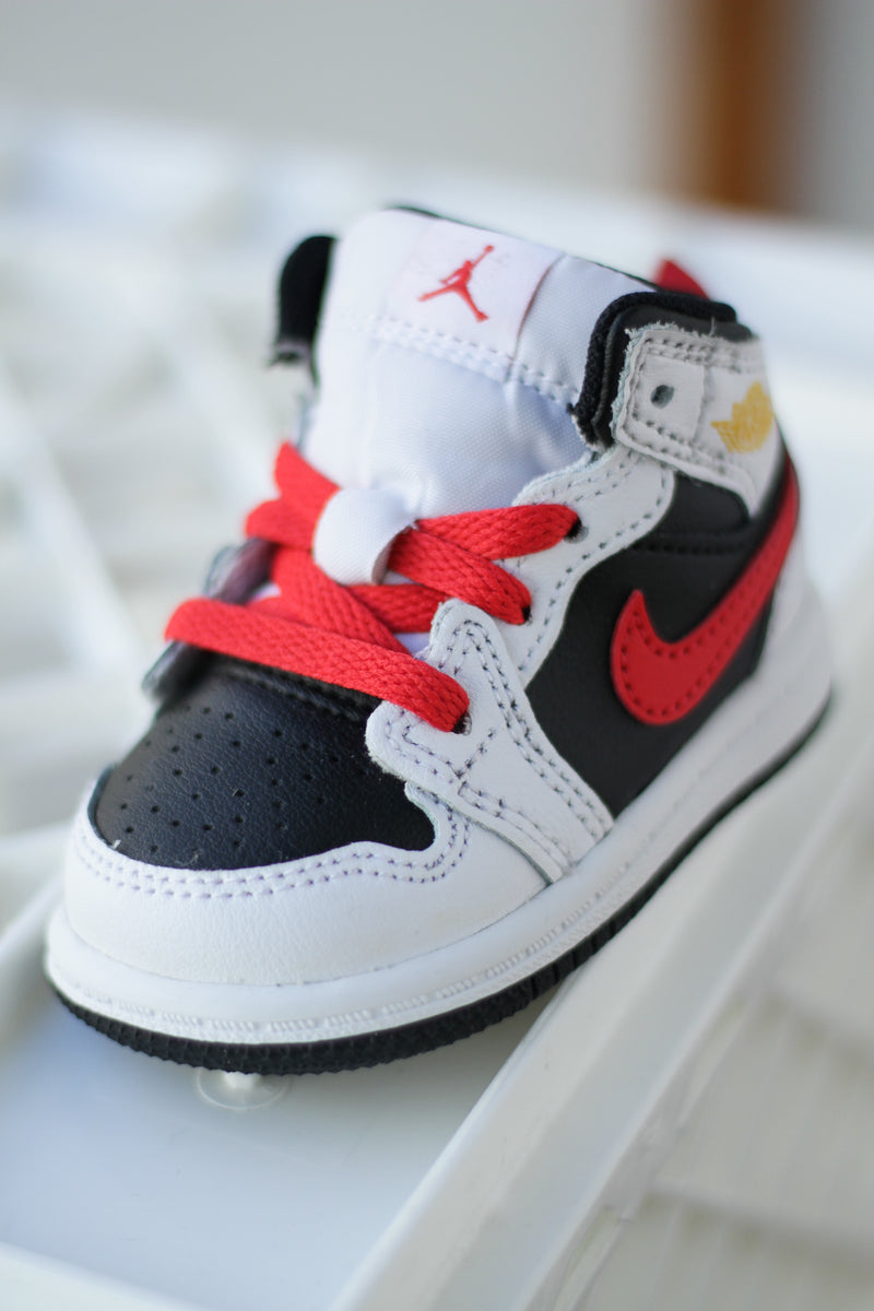 JORDAN 1 MID BT (TD) "BLACK/WHITE-SPEED RED"