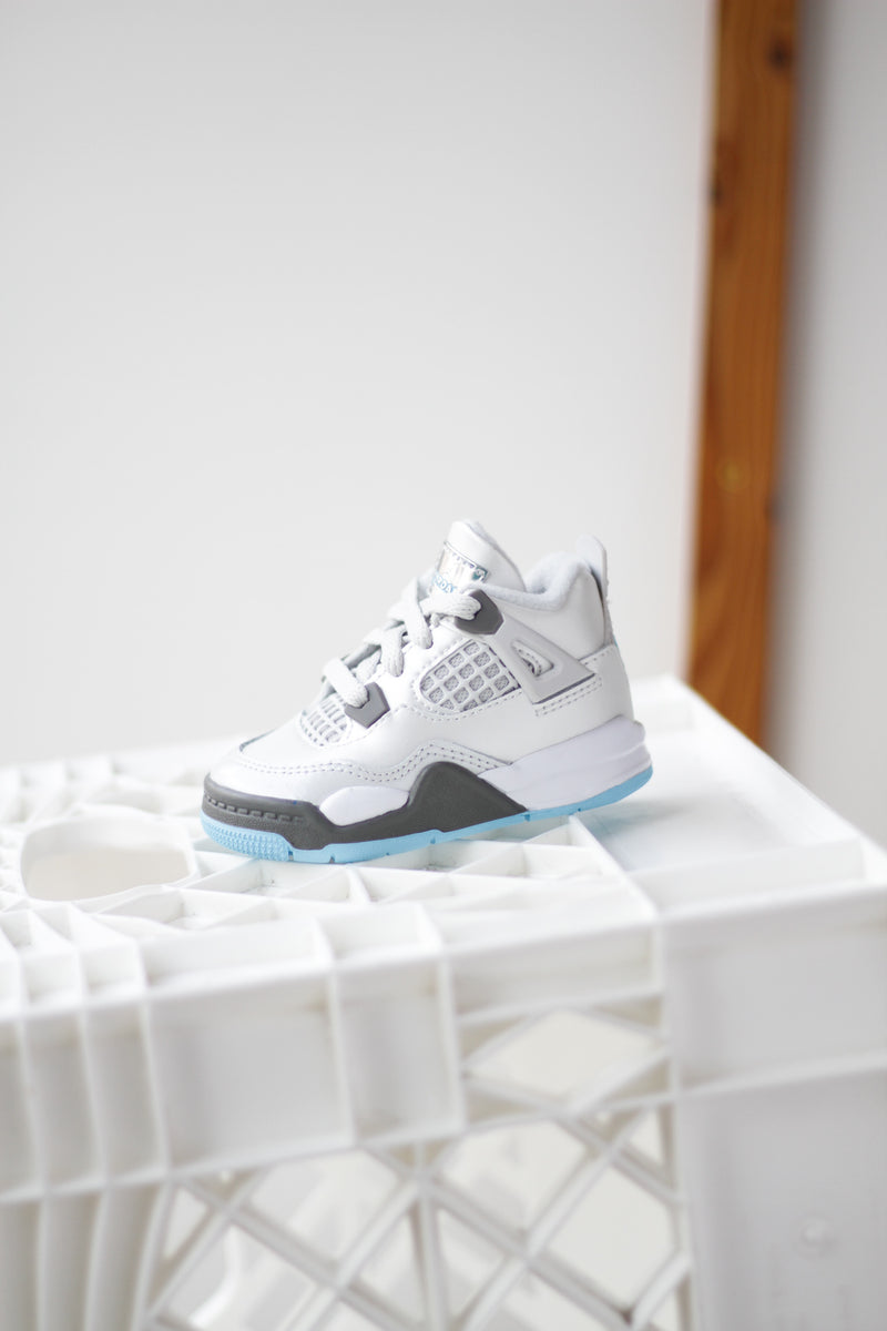 JORDAN 4 RETRO (TD) "PHOTON DUST/BLUE CHILL-FLAT PEWTER-WHITE"