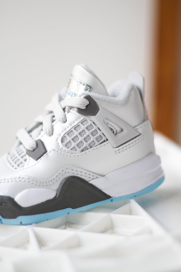 JORDAN 4 RETRO (TD) "PHOTON DUST/BLUE CHILL-FLAT PEWTER-WHITE"