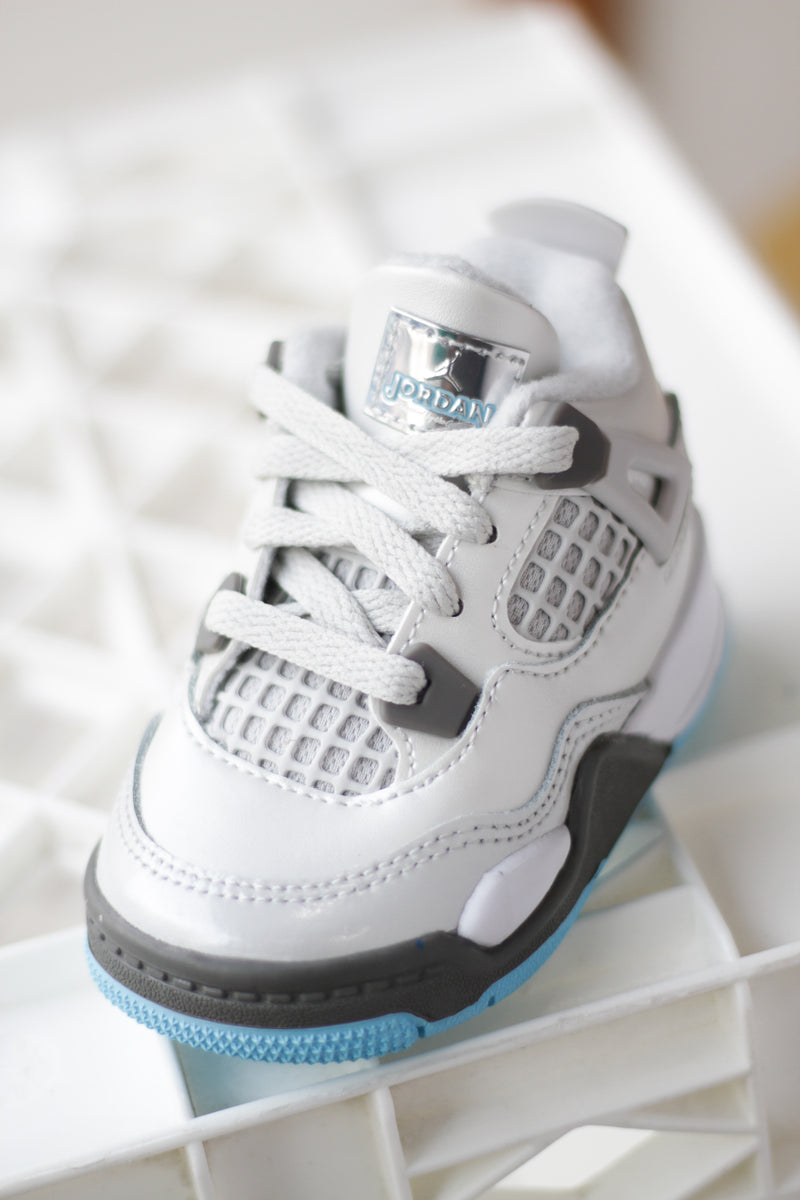 JORDAN 4 RETRO (TD) "PHOTON DUST/BLUE CHILL-FLAT PEWTER-WHITE"