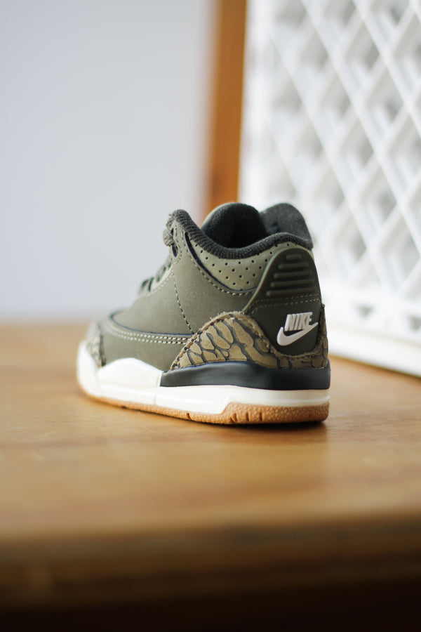 JORDAN 3 RETRO (TD)  "MEDIUM OLIVE/SEQUOIA-NEUTRAL OLIVE-SAIL"