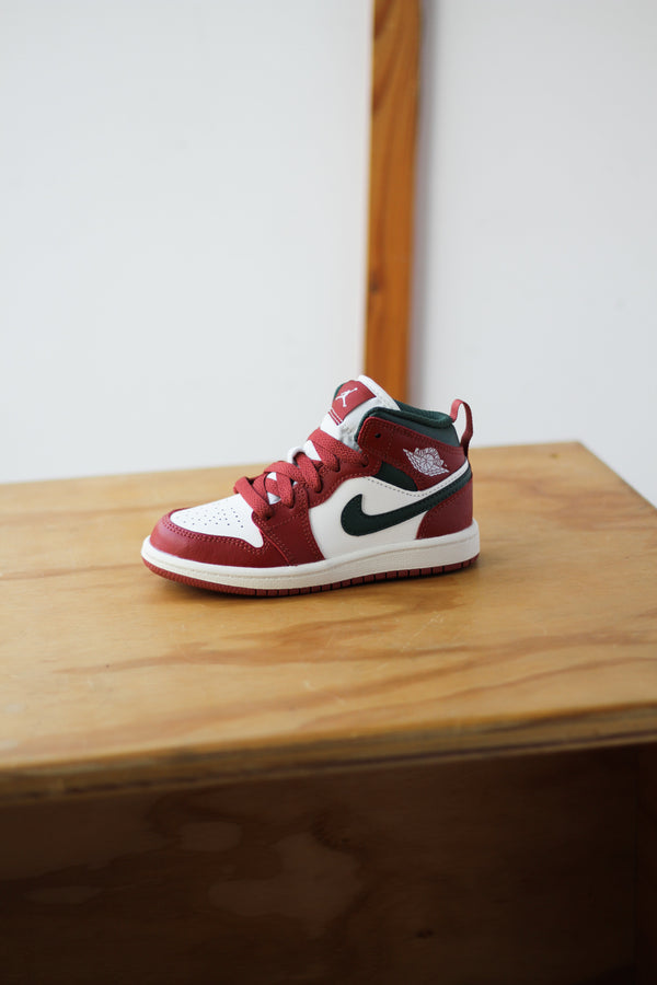 JORDAN 1 MID (PS) "SAIL/MIDNIGHT GREEN-PURE PLATINUM"