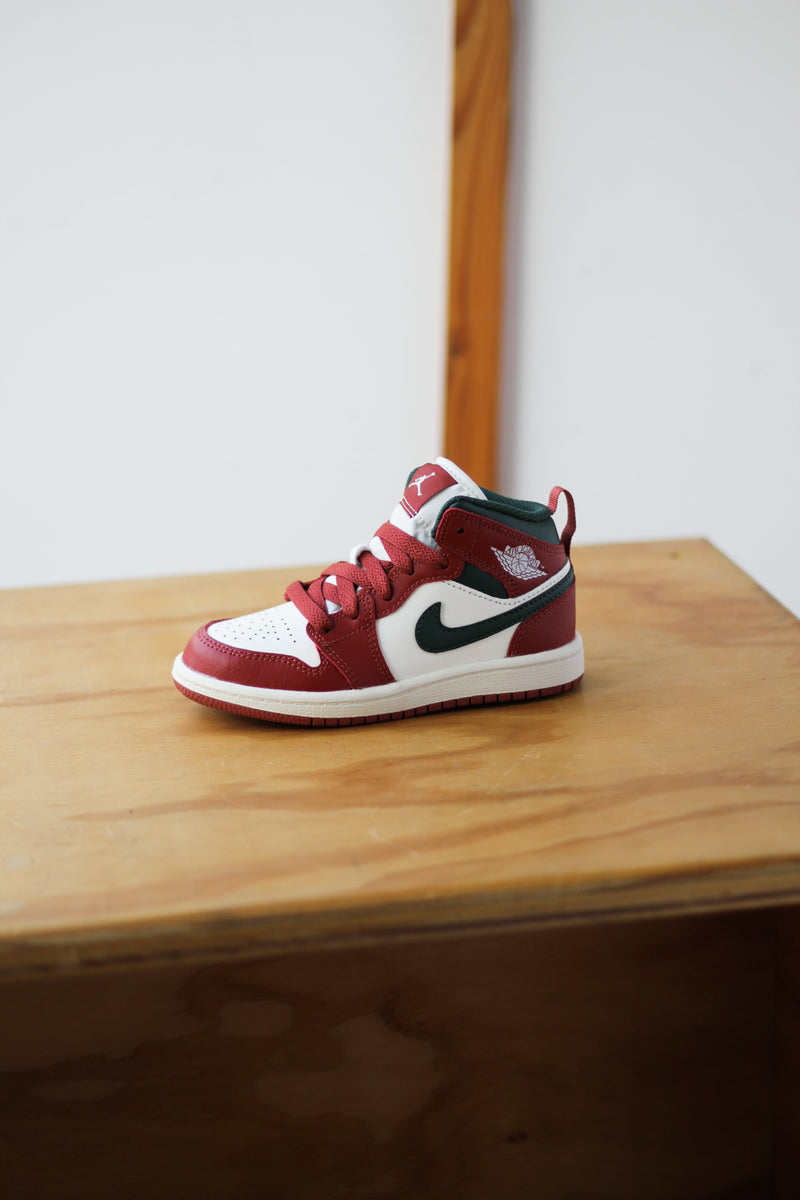 JORDAN 1 MID (PS) "SAIL/MIDNIGHT GREEN-PURE PLATINUM"