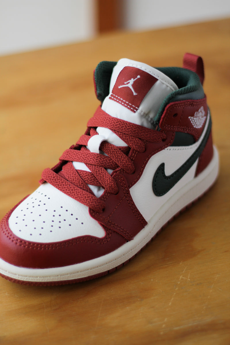 JORDAN 1 MID (PS) "SAIL/MIDNIGHT GREEN-PURE PLATINUM"