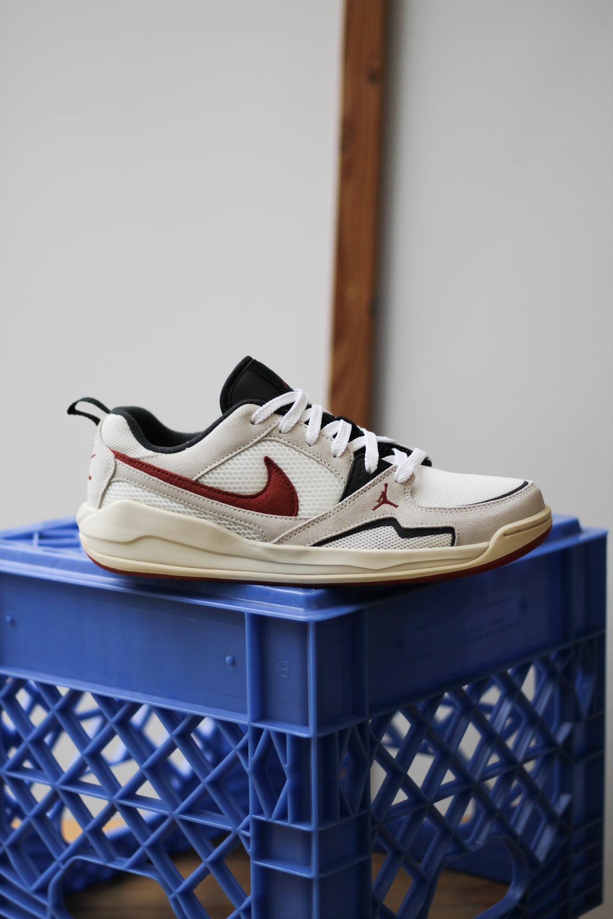 cream and black nike jordans