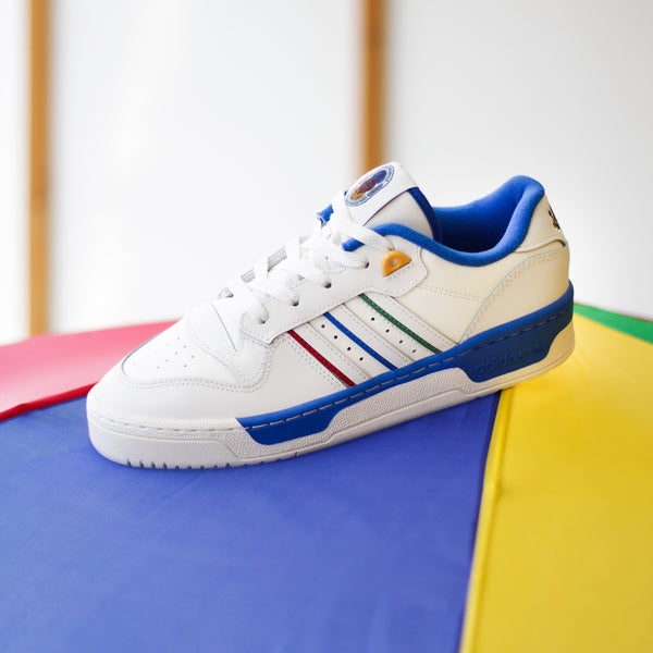 adidas rivalry low white blue red