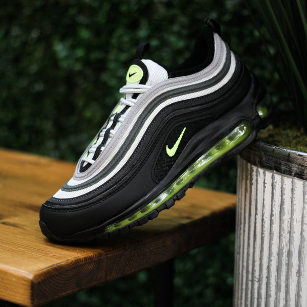 Nike Air Max 97 trainers in iron grey and volt green