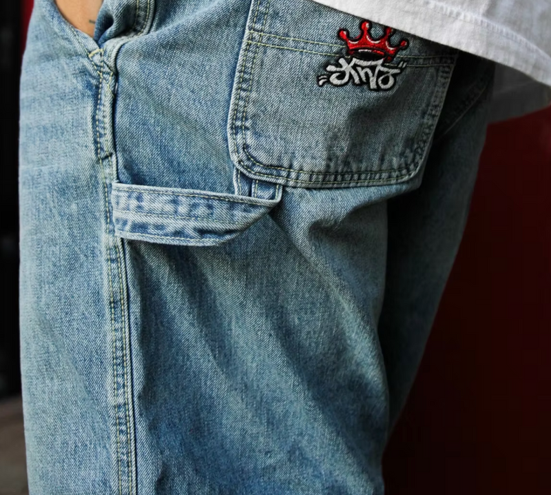 KNOSTALGIA IYKYK DENIM CARPENTER SHORTS "WHITE"