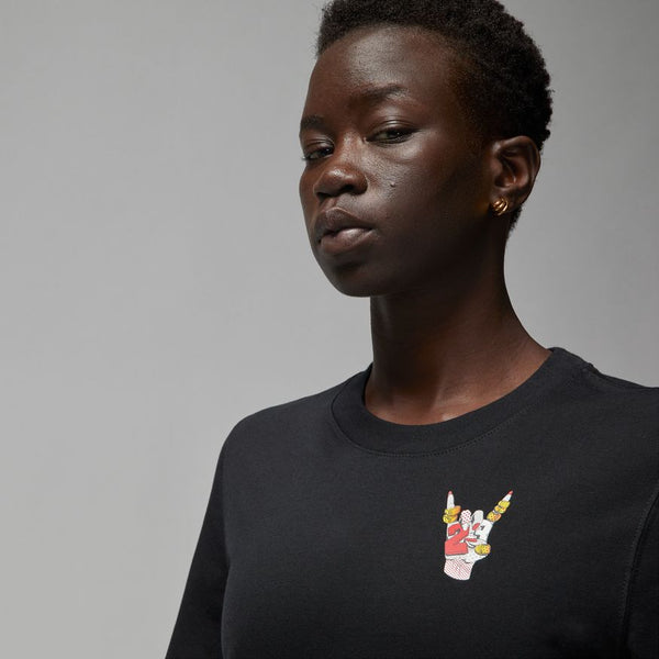 W JORDAN FLIGHT T SHIRT "BLACK"