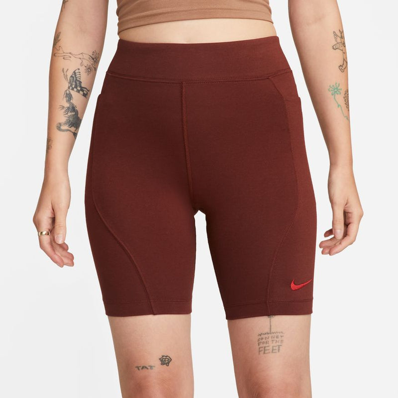 W HIGH WAISTED BIKE SHORTS "OXEN BROWN"