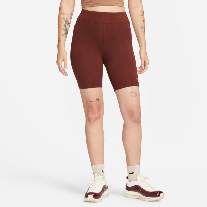 W HIGH WAISTED BIKE SHORTS "OXEN BROWN"