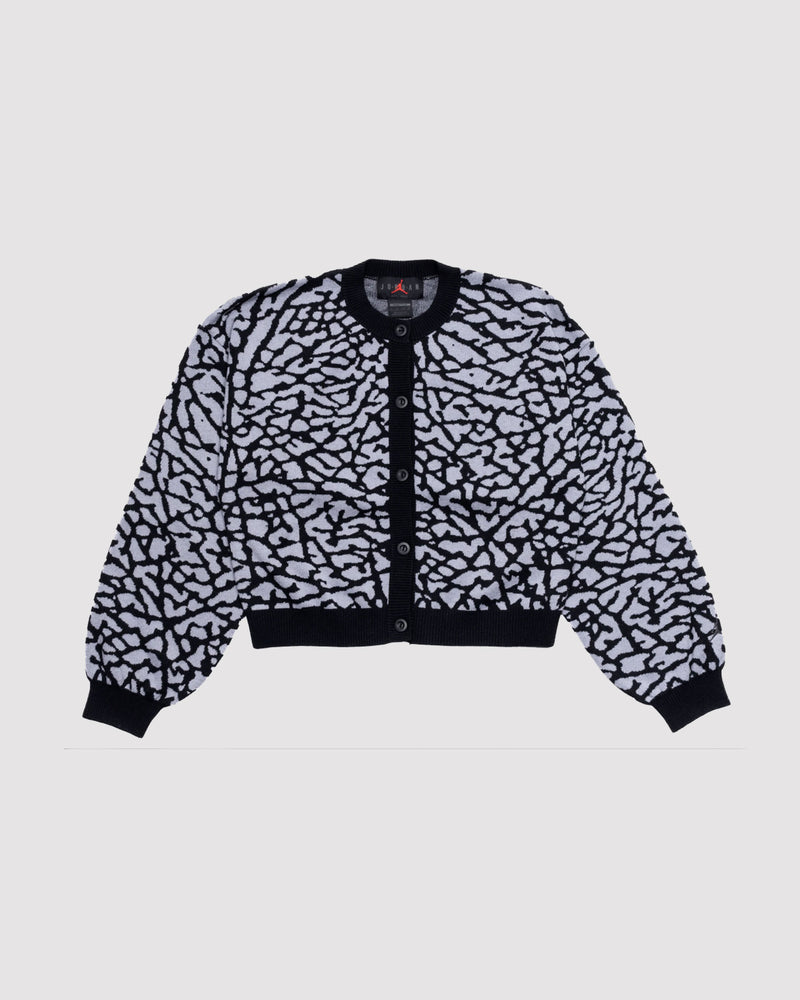 W FLIGHT JACQUARD KNIT CARDIGAN "CEMENT"