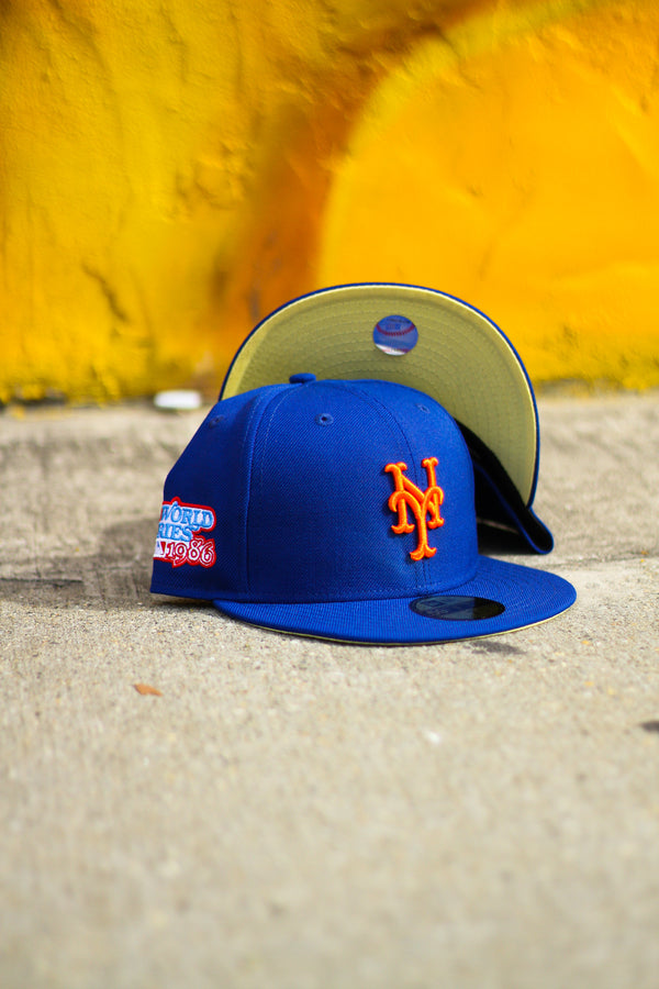 1986 NEW YORK METS ROYAL FITTED W/ BUTTER YELLOW UNDER VISOR
