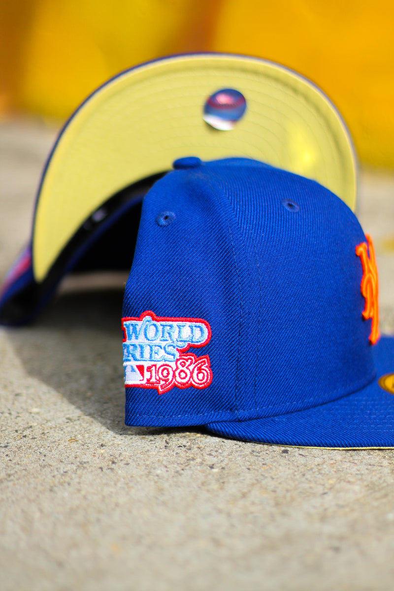 1986 NEW YORK METS ROYAL FITTED W/ BUTTER YELLOW UNDER VISOR