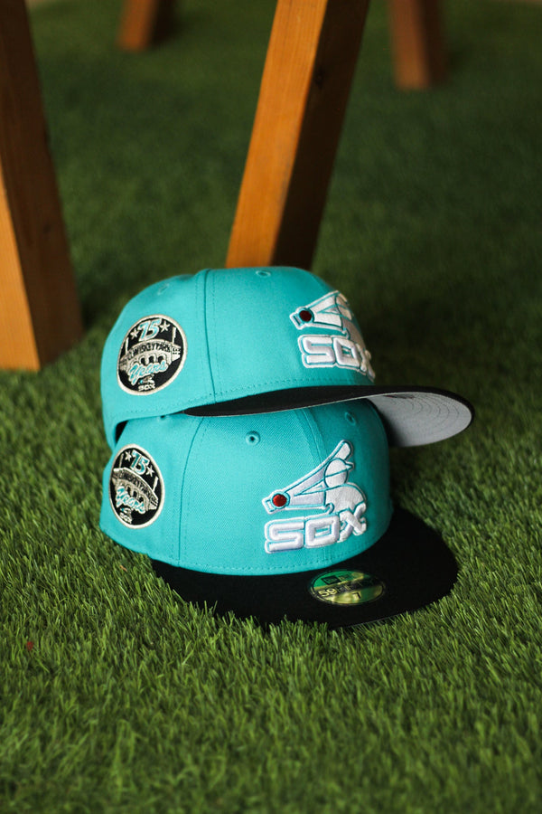 1985 CHICAGO WHITE SOX TEAL FITTED W/ GREY UNDER VISOR