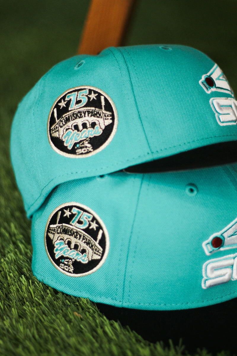1985 CHICAGO WHITE SOX TEAL FITTED W/ GREY UNDER VISOR