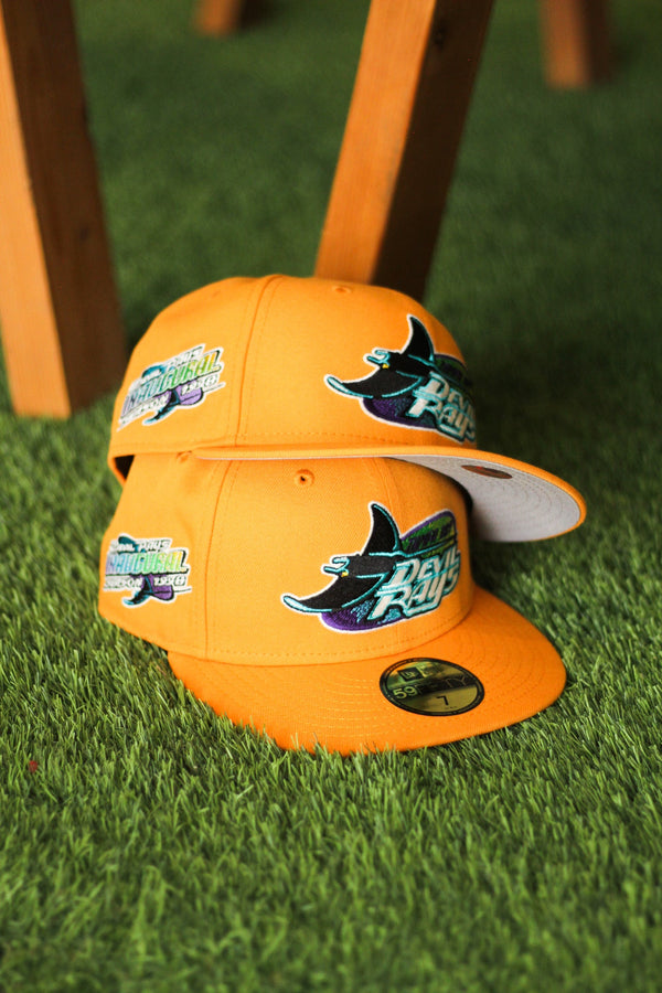 1998 TAMPA BAY RAYS TANGO ORANGE FITTED W/ GREY UNDER VISOR