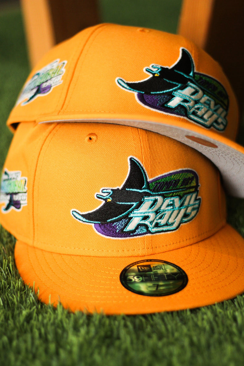 1998 TAMPA BAY RAYS TANGO ORANGE FITTED W/ GREY UNDER VISOR
