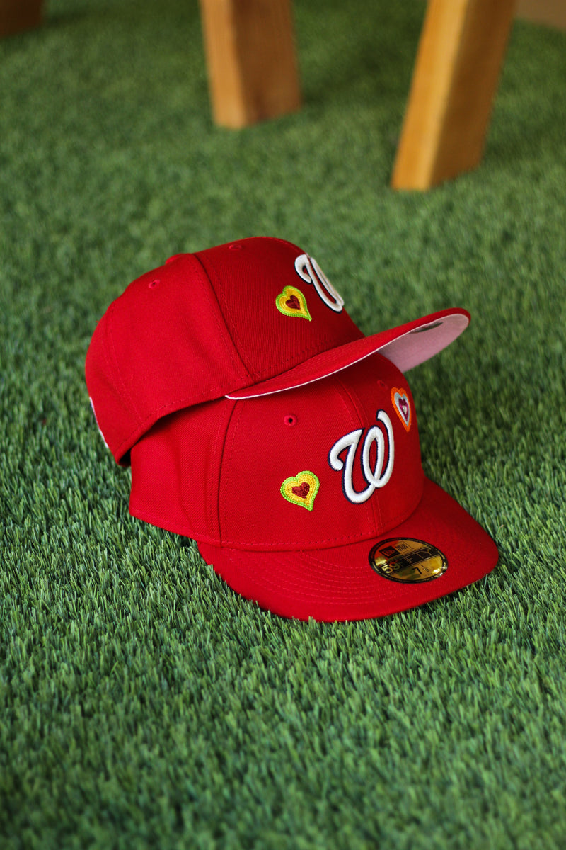 WASHINGTON NATIONALS CHAIN STITCH HEART FITTED W/ PINK UNDER VISOR