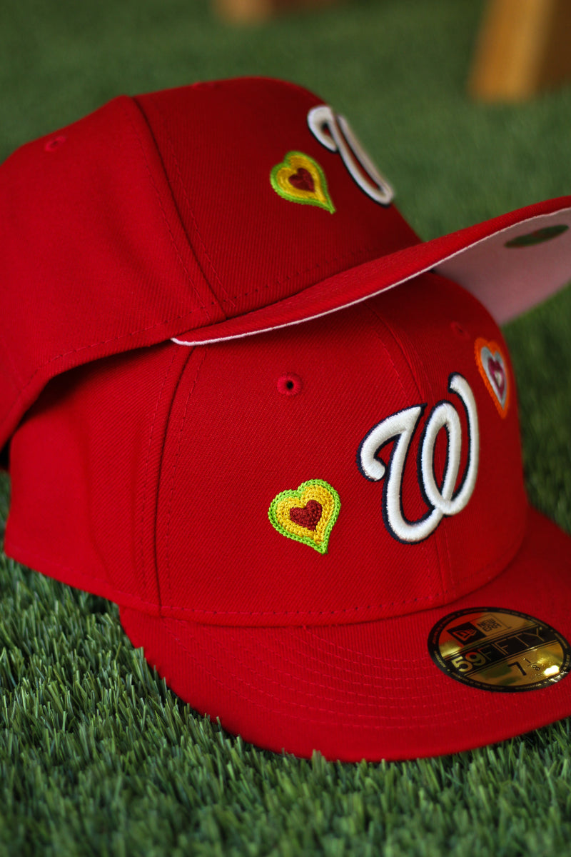 WASHINGTON NATIONALS CHAIN STITCH HEART FITTED W/ PINK UNDER VISOR