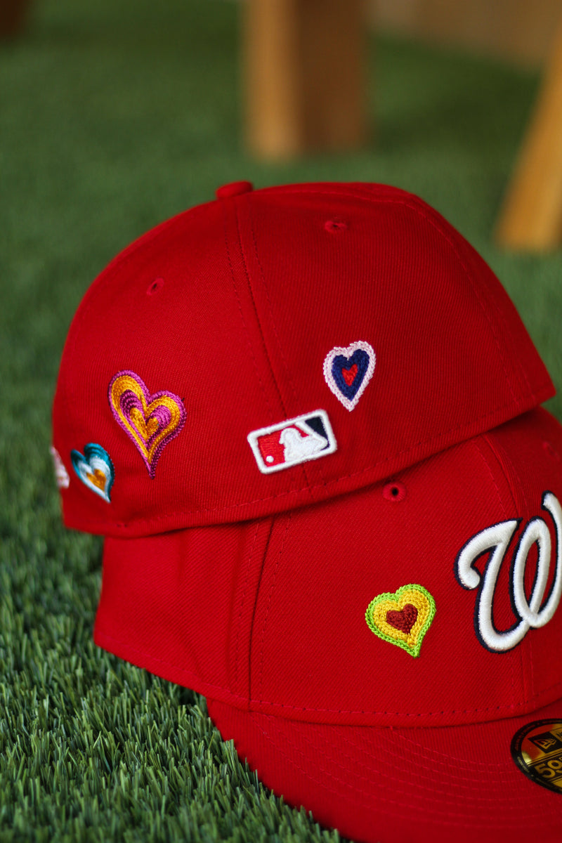 WASHINGTON NATIONALS CHAIN STITCH HEART FITTED W/ PINK UNDER VISOR