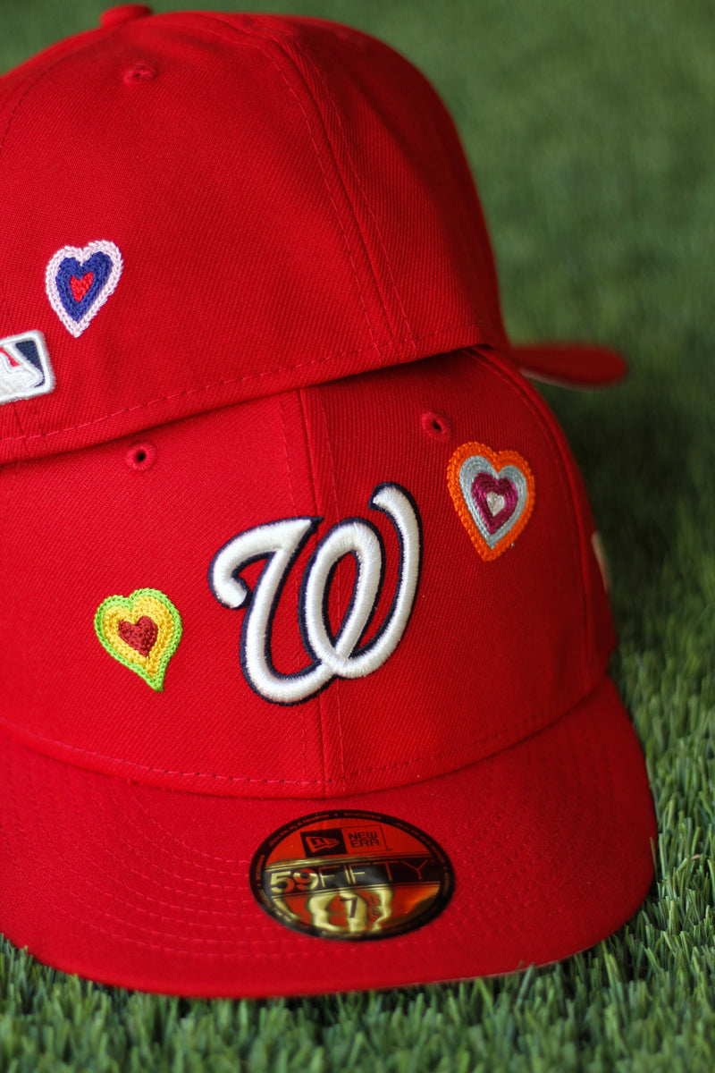 WASHINGTON NATIONALS CHAIN STITCH HEART FITTED W/ PINK UNDER VISOR