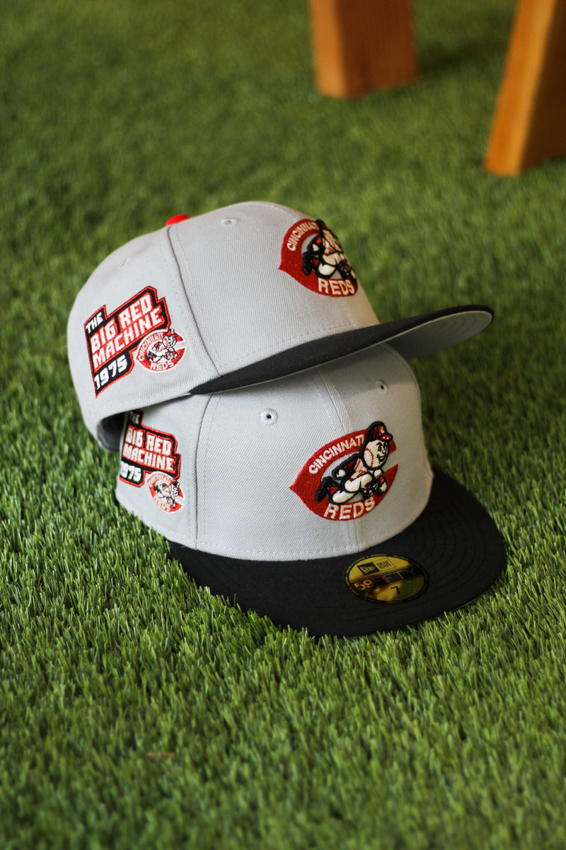 1975 CINCINNATI REDS GREY/BLACK TWO TONE FITTED W/ GREY UNDER VISOR