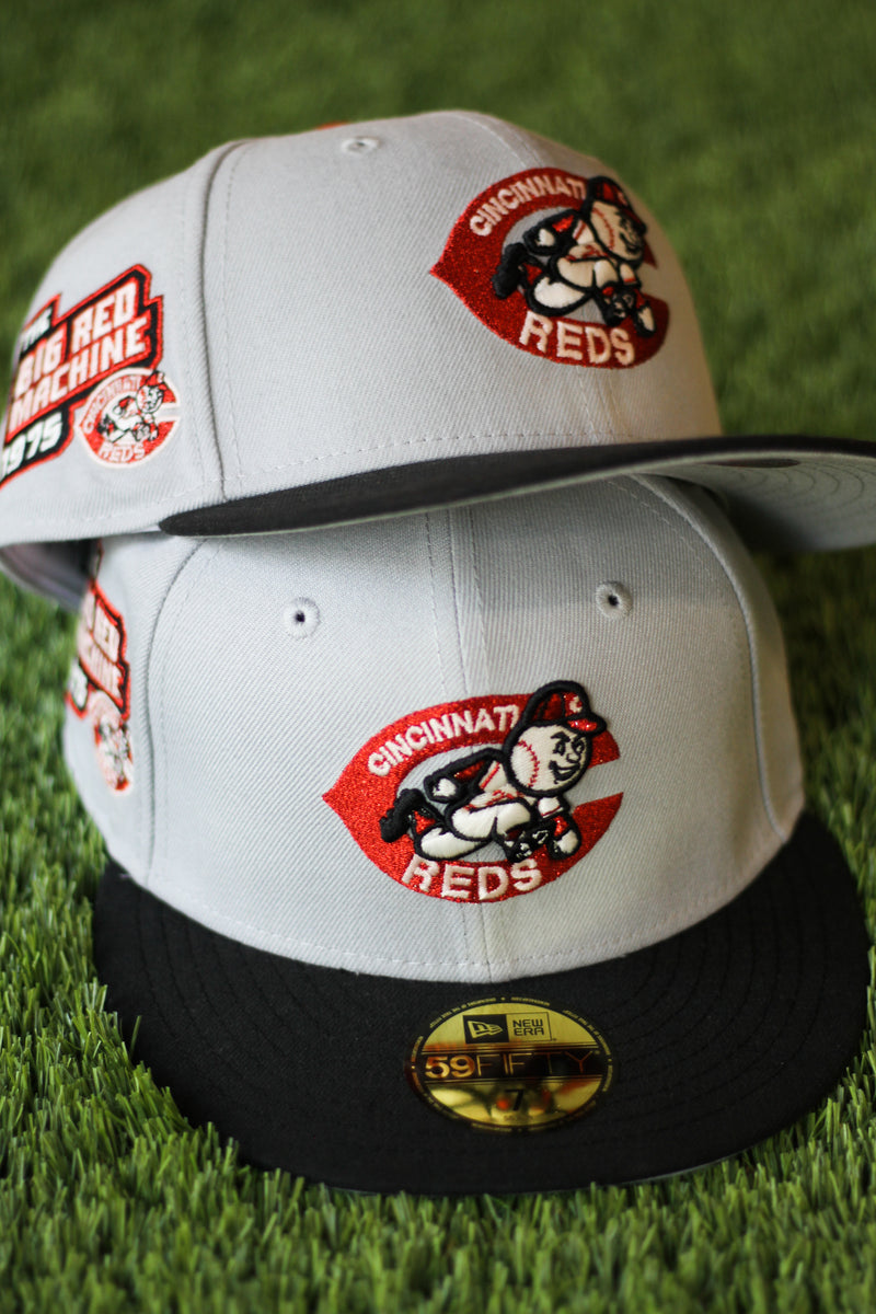 1975 CINCINNATI REDS GREY/BLACK TWO TONE FITTED W/ GREY UNDER VISOR