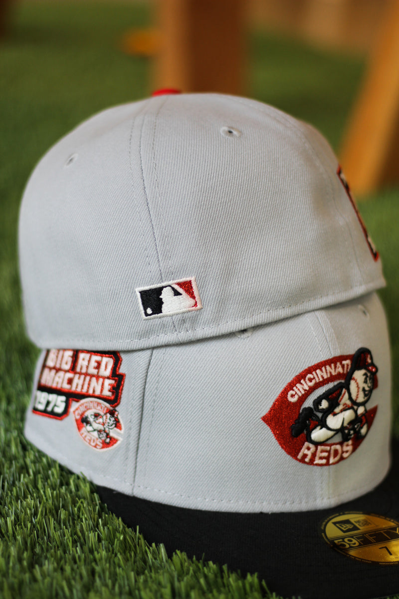 1975 CINCINNATI REDS GREY/BLACK TWO TONE FITTED W/ GREY UNDER VISOR