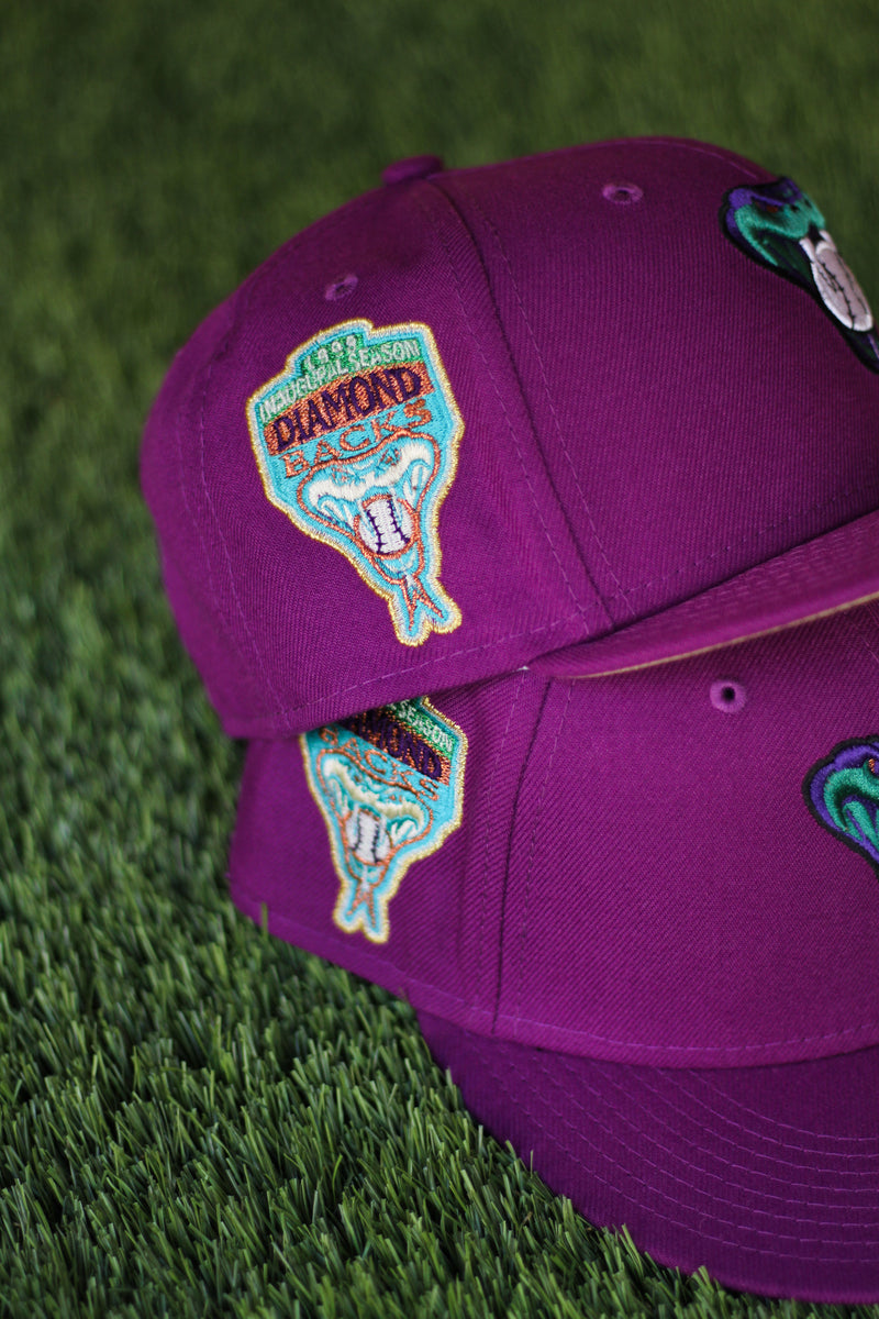 1998 ARIZONA DIAMONDBACKS GRAPE FITTED W/ BUTTER UNDER VISOR