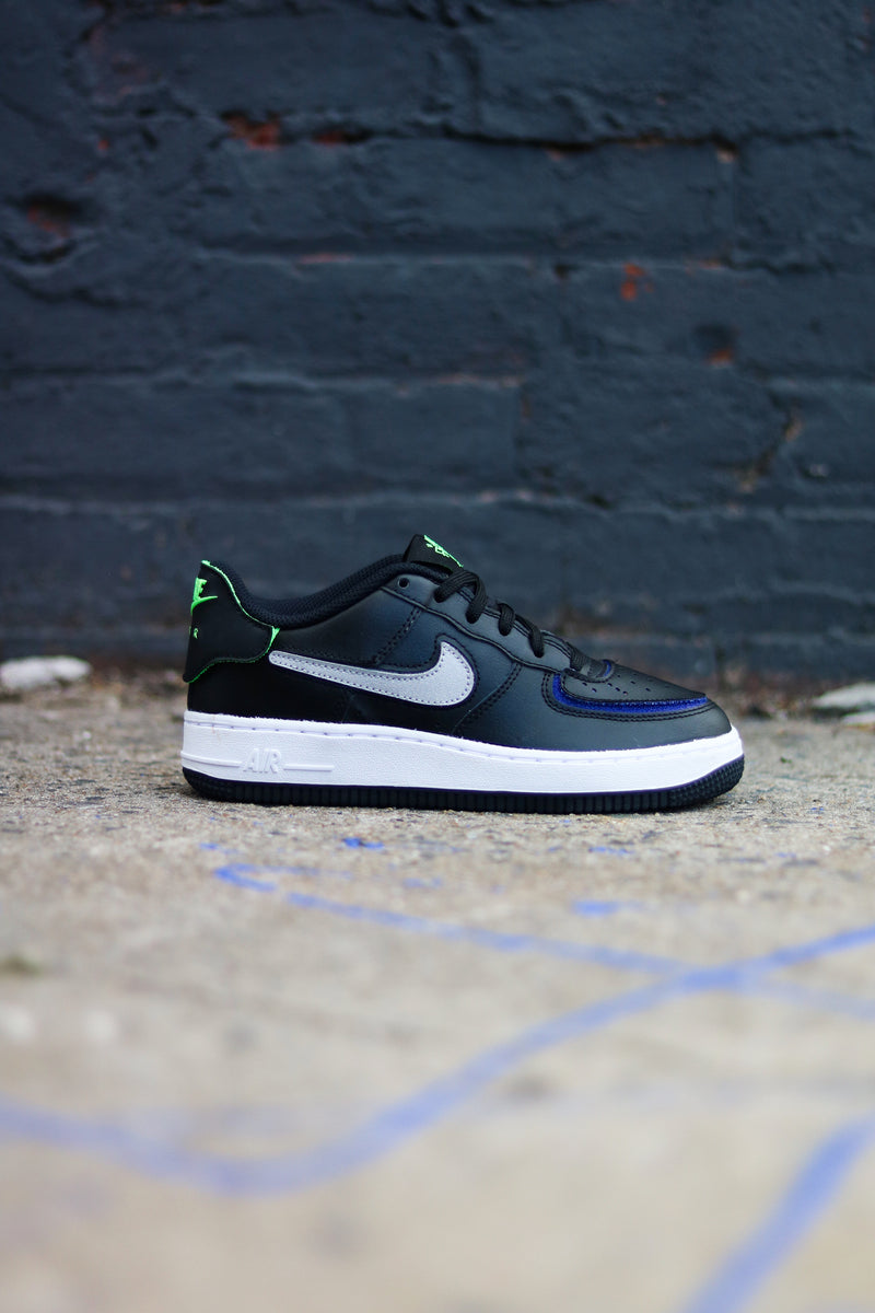 NIKE AIR FORCE 1/1 (GS) "BLK/METALLIC SILVER"